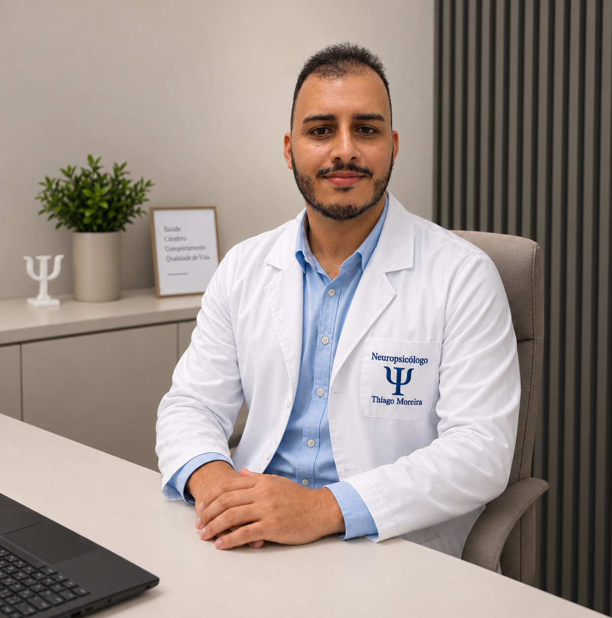 Thiago Moreira em um espaço profissional de atendimento